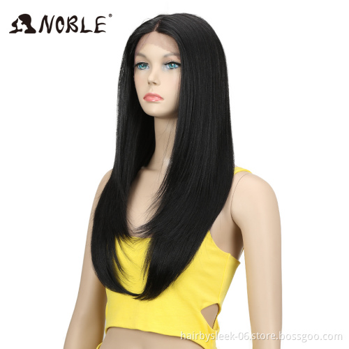 MAGIC Hair 24" Heat Resistant Fiber Hair Synthetic Wig Black Color Silk Straight Synthetic Lace Front Wigs for Black Women